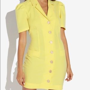 🔴SOLD🔴 Justfab Yellow Puff sleeve dress size small